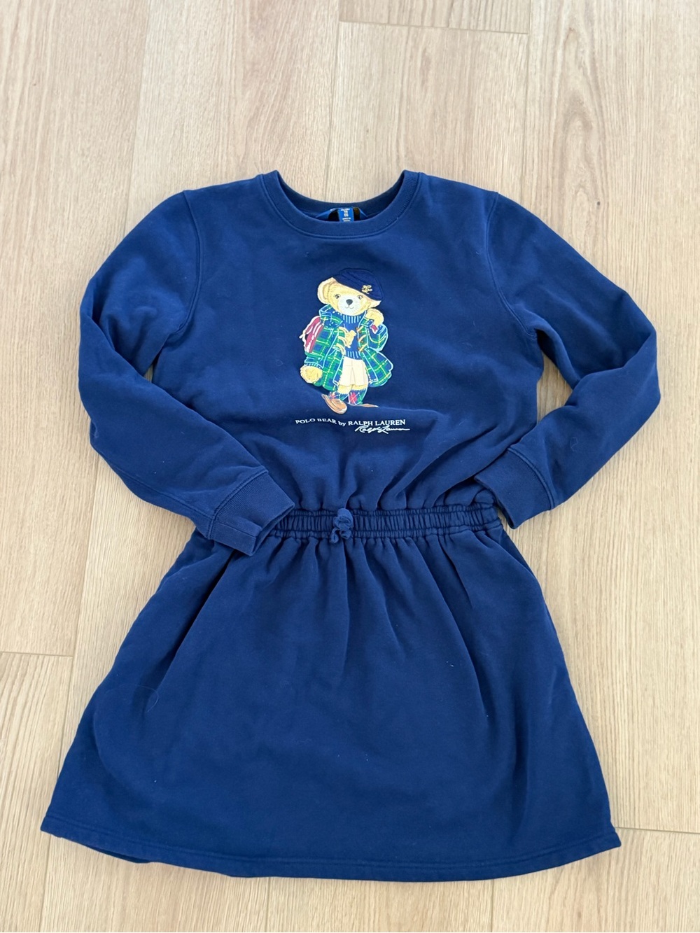 Polo Ralph Lauren Girls XL (16) Polo Bear Fleece Dress Navy Blue